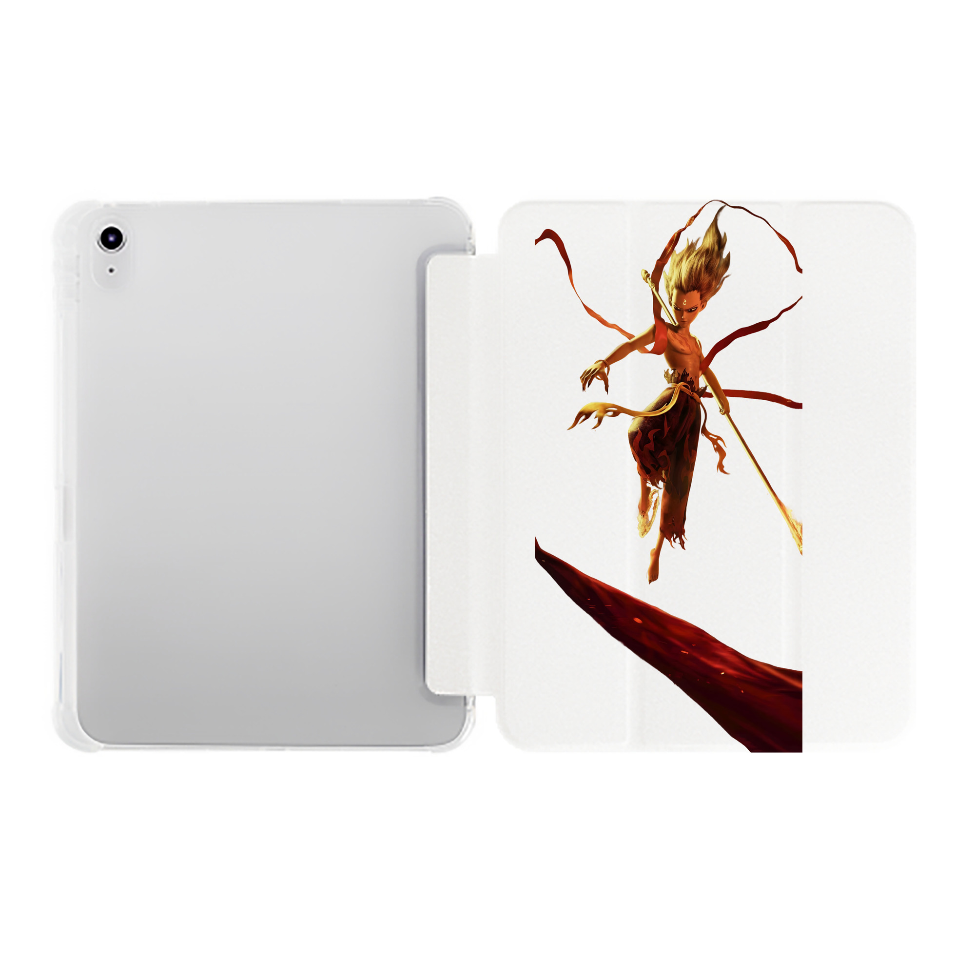 （画像用） Ne Zha 2 ナタ 魔童の大暴れ IPad ケース ペン収納付き 三つ折りスタンド PUレザー×シリコン 対応機種9.5/10.5/10.9インチ